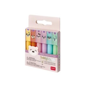 SET DI 6 MINI EVIDENZIATORI - TEDDY'S ST TEDDY BEAR - PASTELLO