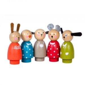 SET 5 PERSONAGGI LEGNO LA GRANDE FAMIGLI