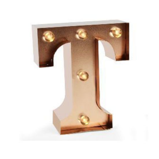 LETTERA DECORATIVA LUMINOSA - T GOLD ROSE
