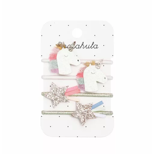 UNICORNO STELLE SET 4 ELASTICI RAINBOW UNICORN PONIES