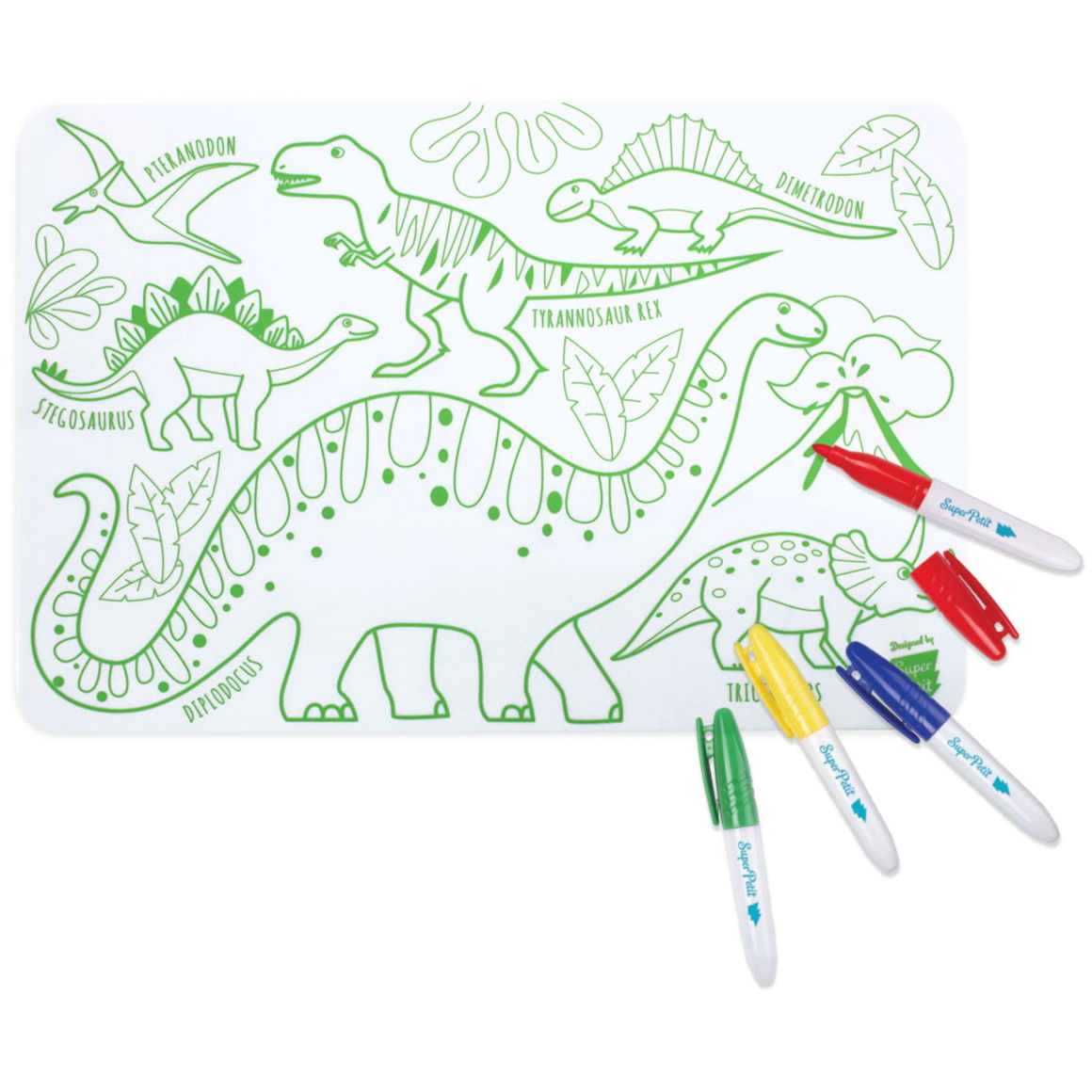 MINI TAPPETO SILICONE DINO CON 4 PENNARELLI